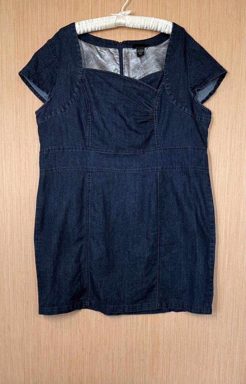 Lane Bryant Dark Wash Denim Dress Size 24 Lined